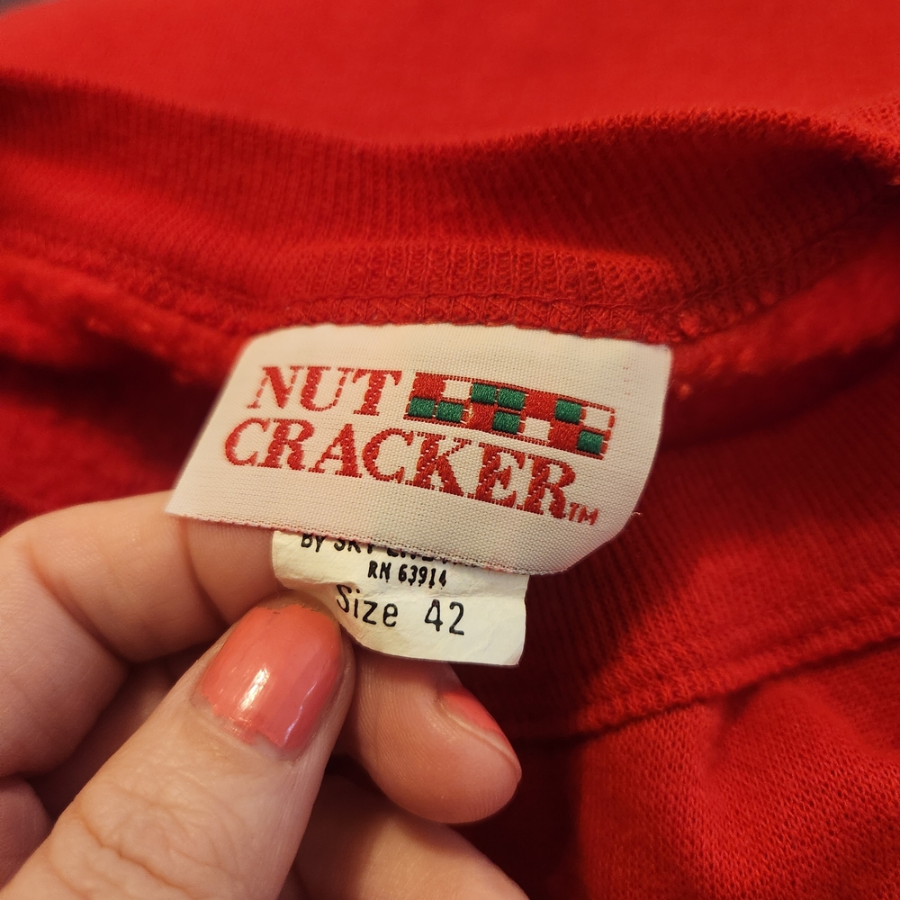 Vintage 1990 Nut Cracker Kitten Sweater Christmas Red Holiday Sweatshirts 42 - Picture 14 of 15